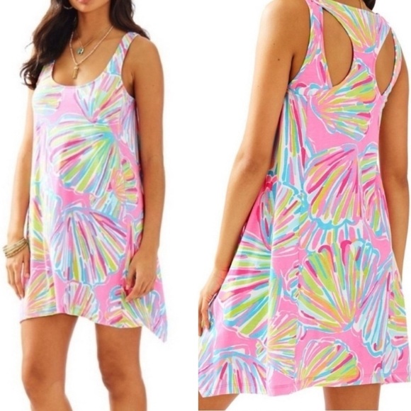Lilly Pulitzer Monterey Tank Dress Shellebrate Pink Shell Print SIZE SMALL - Picture 1 of 9